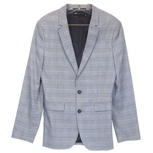 mens gray plaid ASOS blazer jacket sport‎ suit coat two button slim 38 R
